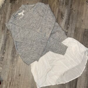 Ripe Maternity Gray Sweater with White Hem